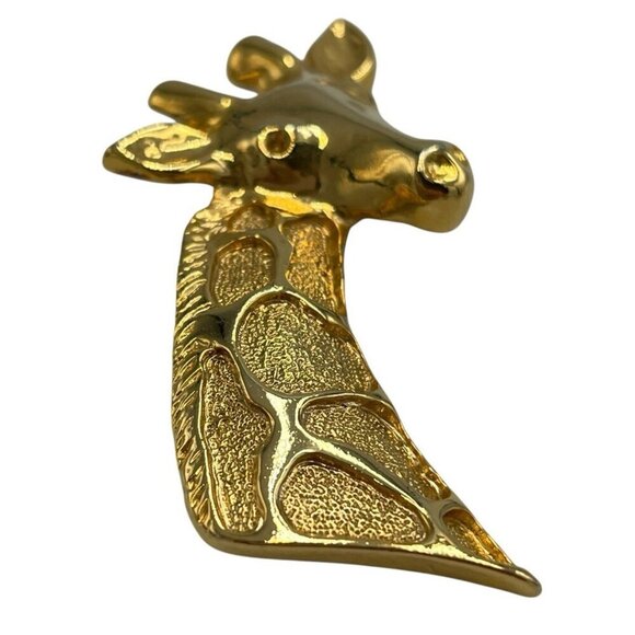 Giraffe Animal Head Gold Tone Figural Brooch Pin Zoo Safari African Melman - Picture 5 of 5